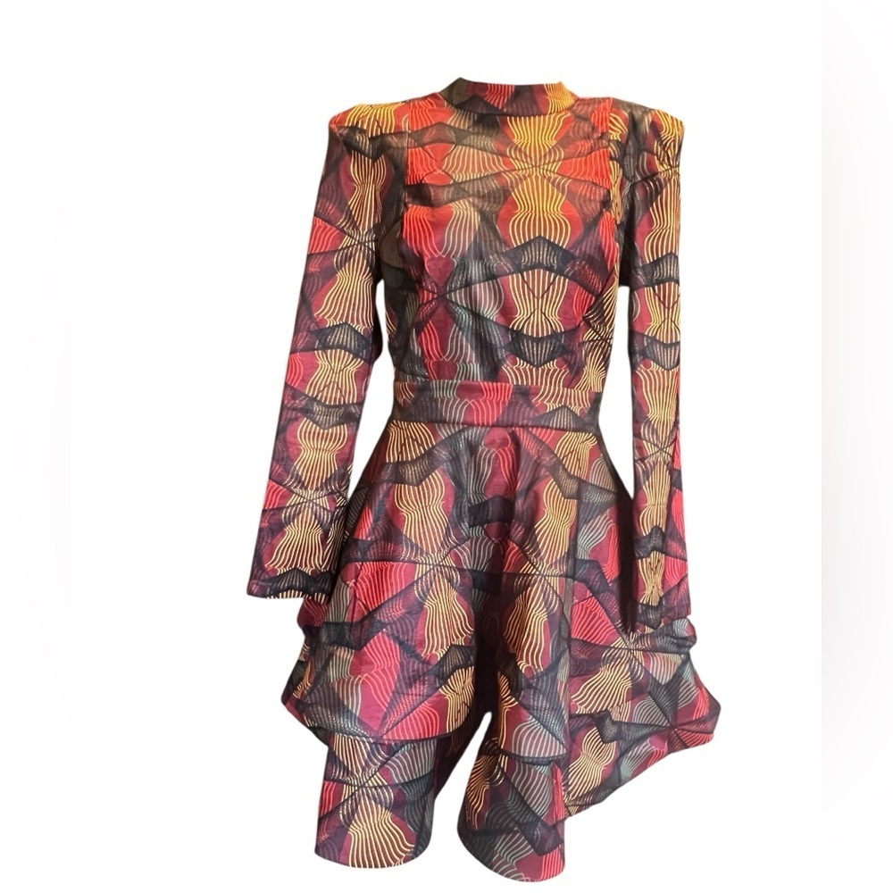 Elegant Multicolor Patterned Dress